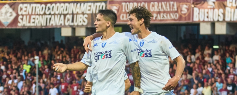 SERIE A – 5a Giornata | Primo tempo magnifico dell’Empoli che passa con il primo gol in A di Satriano, ma la Salernitana pareggia al primo tiro. Poi gli azzurri vanno sotto e rimontano con Lammers.