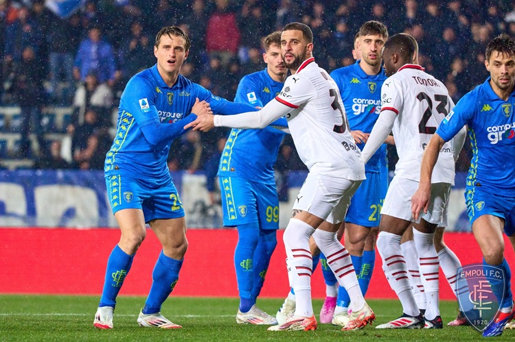 SERIE A – 24a Giornata | Pioggia, pianti, sfortuna, rabbia e rimpianti. L’Empoli sbatte sul palo, perde anche Viti, resta in dieci (Marianucci perché?) e cade dopo una gara giocata alla pari con il Milan.