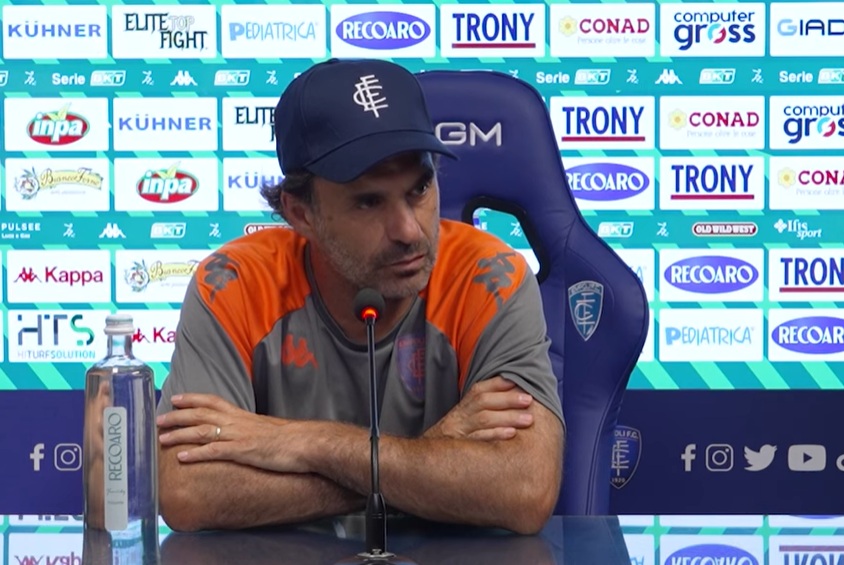 SALA STAMPA | Il tecnico azzurro Guido Pagliuca in conferenza alla vigilia di Reggiana-Empoli