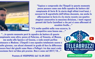 Ospite in collegamento a TeleAbruzzi alla trasmissione VoxPopuli di Pescara